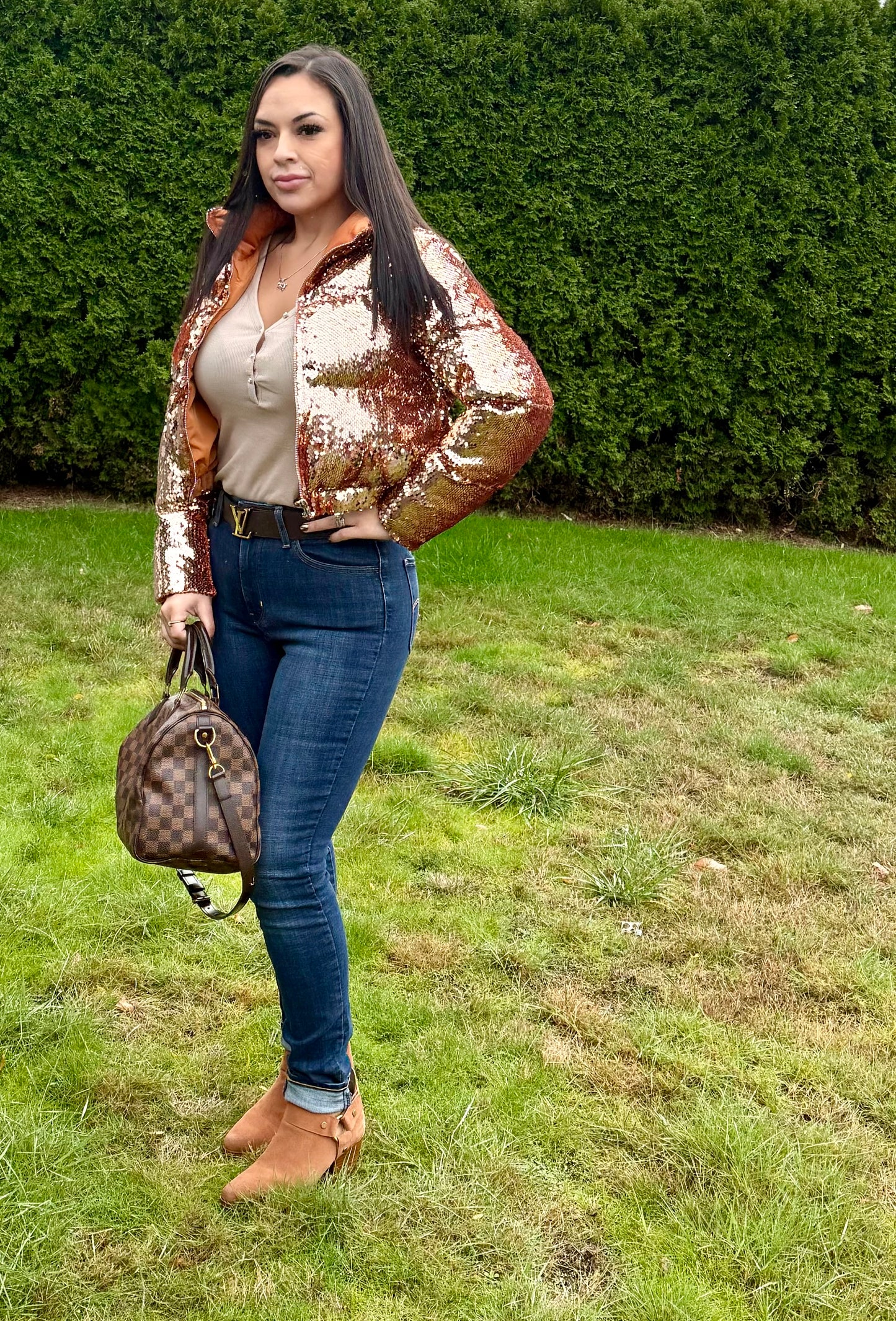 Sequence Gold Puffer Coat