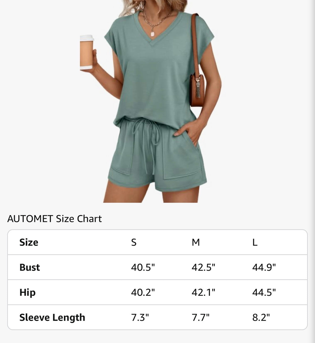 Sage Lounge Sets V Neck Cap Sleeve Shirt and Shorts Sweatsuit