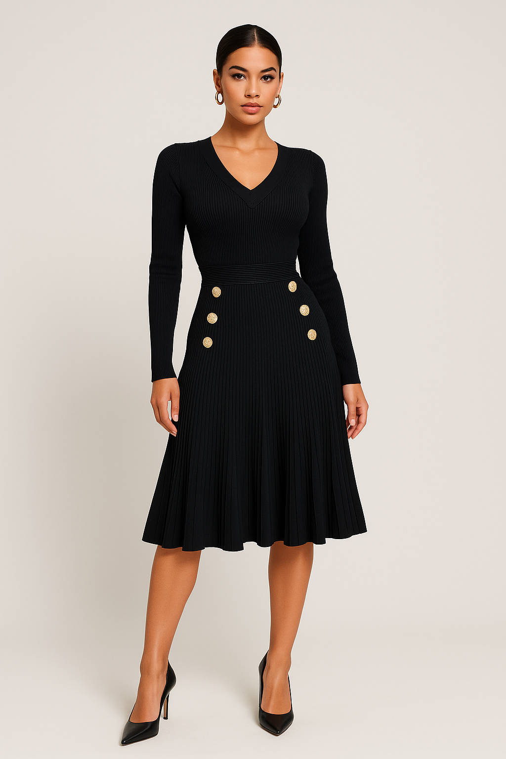 Black Fashion V-Neck Dress
