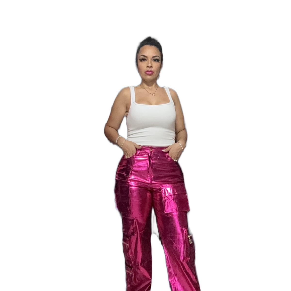 Metallic Cargo Pants