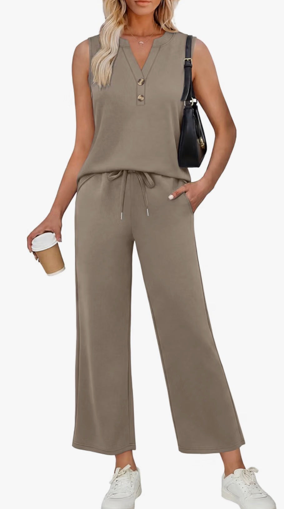 2 Piece Lounge Set with Buttons