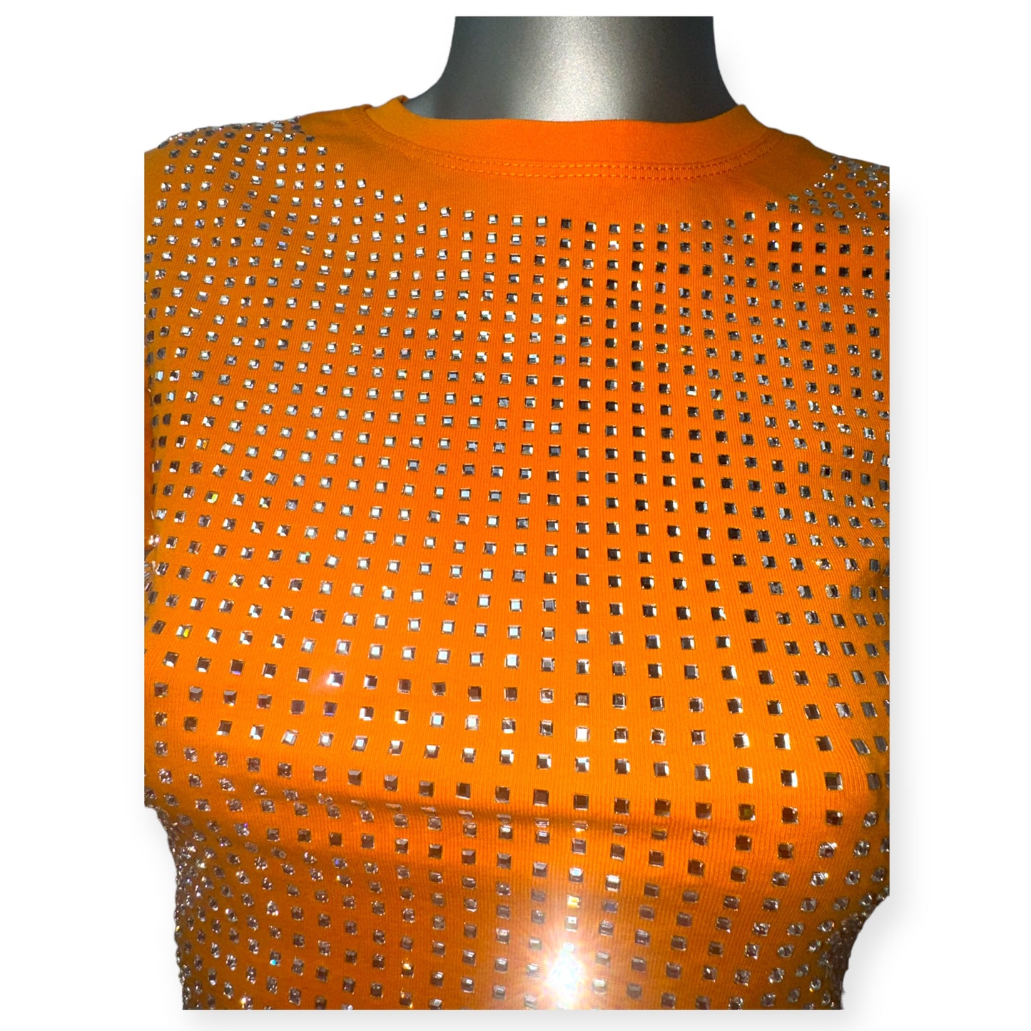 Orange Studded Crop Top