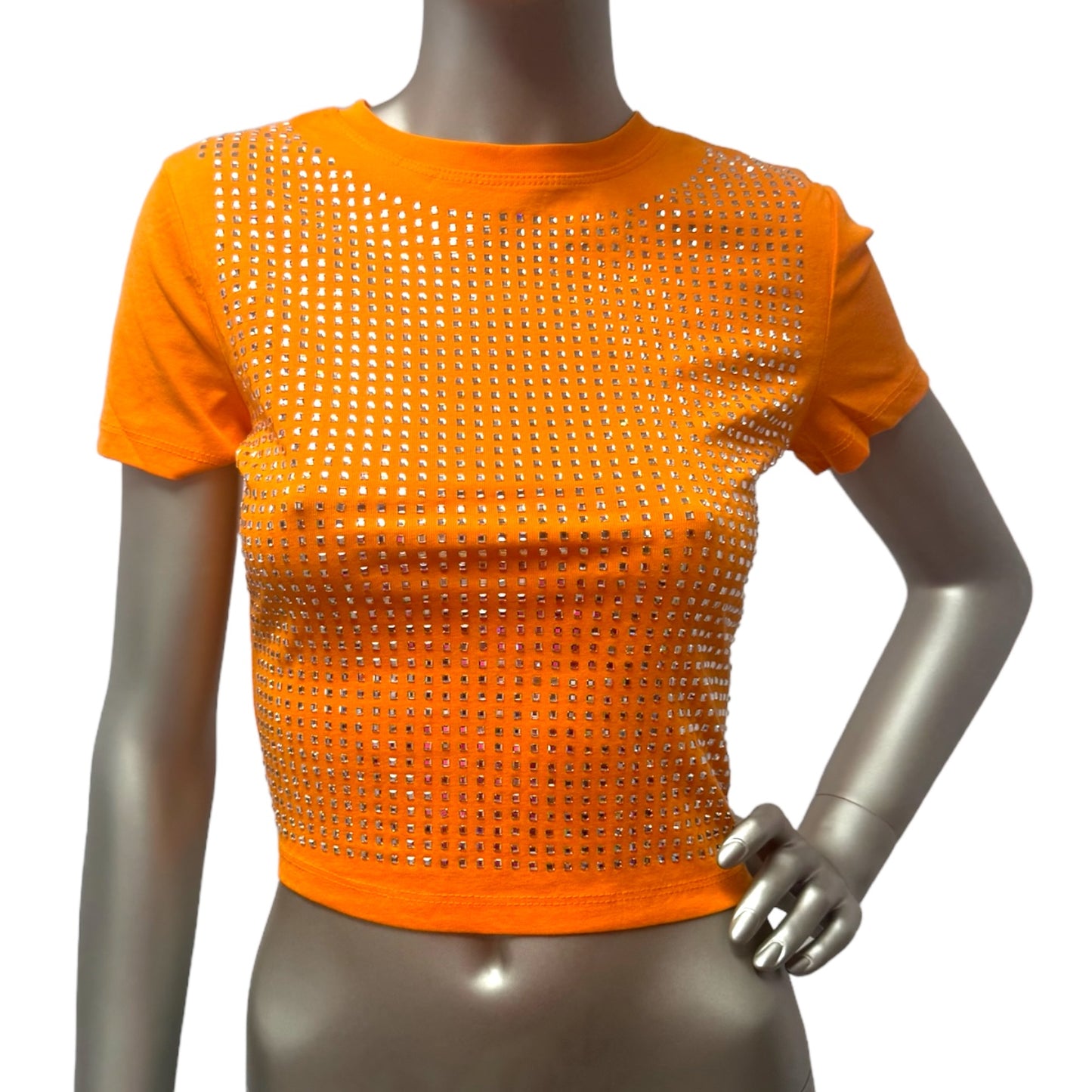 Orange Studded Crop Top