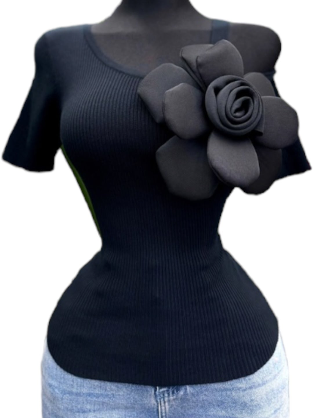 Top de flores negro