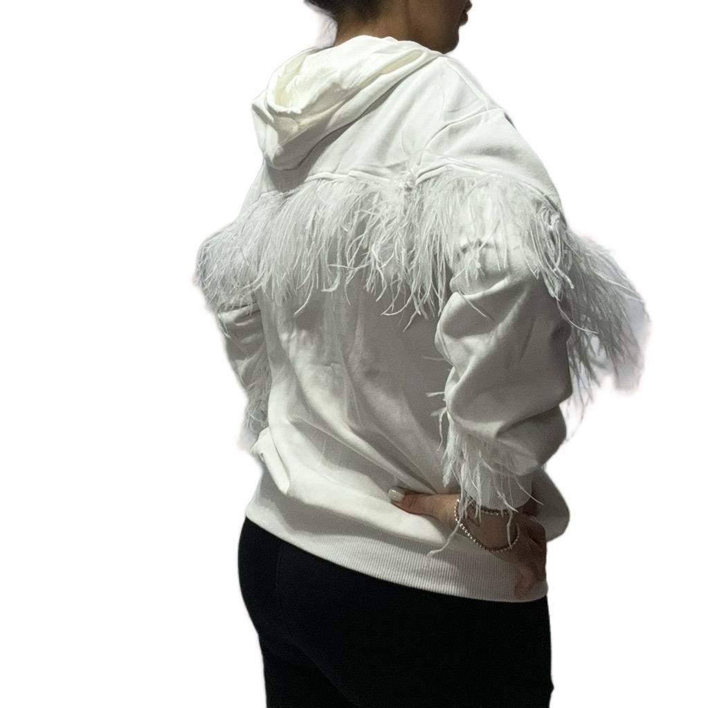 Sudadera con capucha Feather rosa, blanco y negro