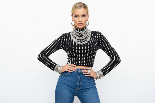 Studded Black Sassy Top
