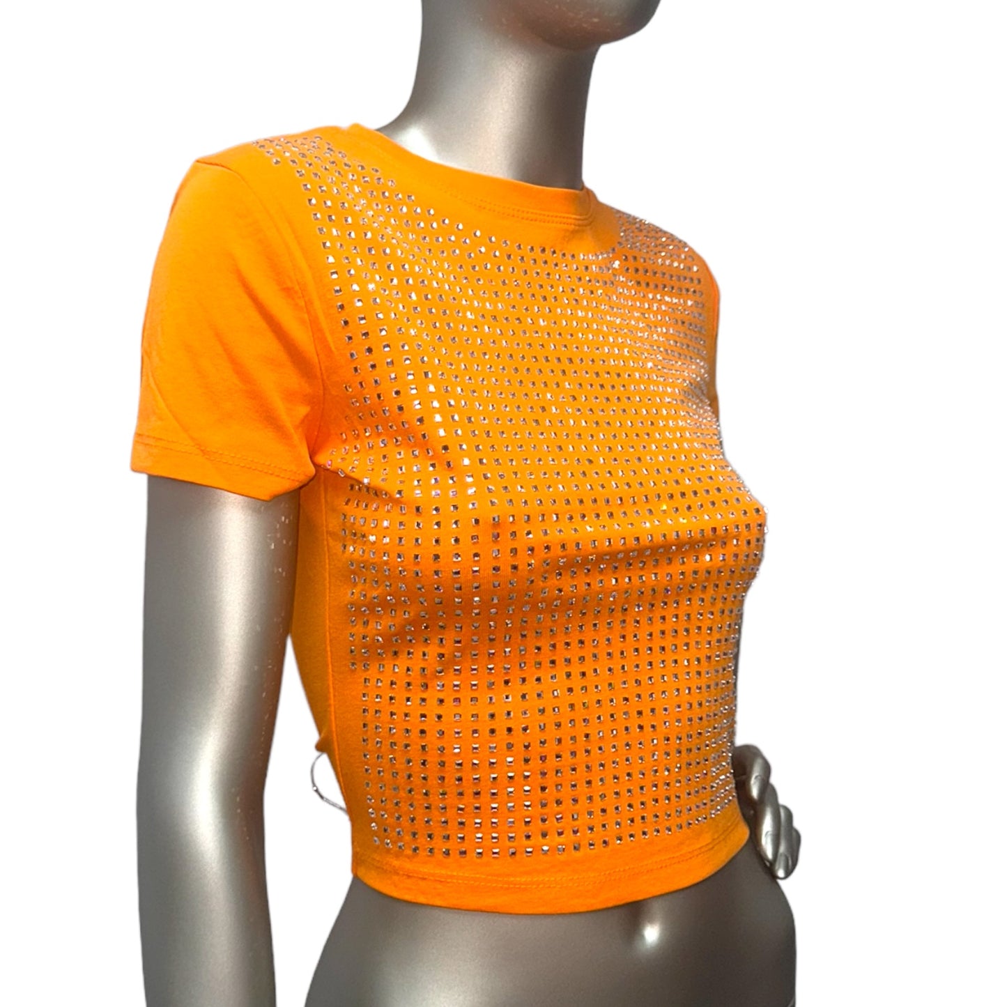 Orange Studded Crop Top