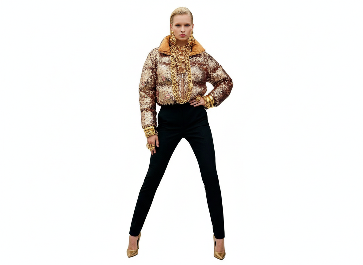 Sequence Gold Puffer Coat