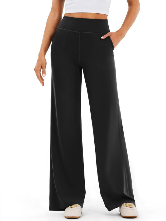 High Waist Wide Leg Yoga Pants with Pockets