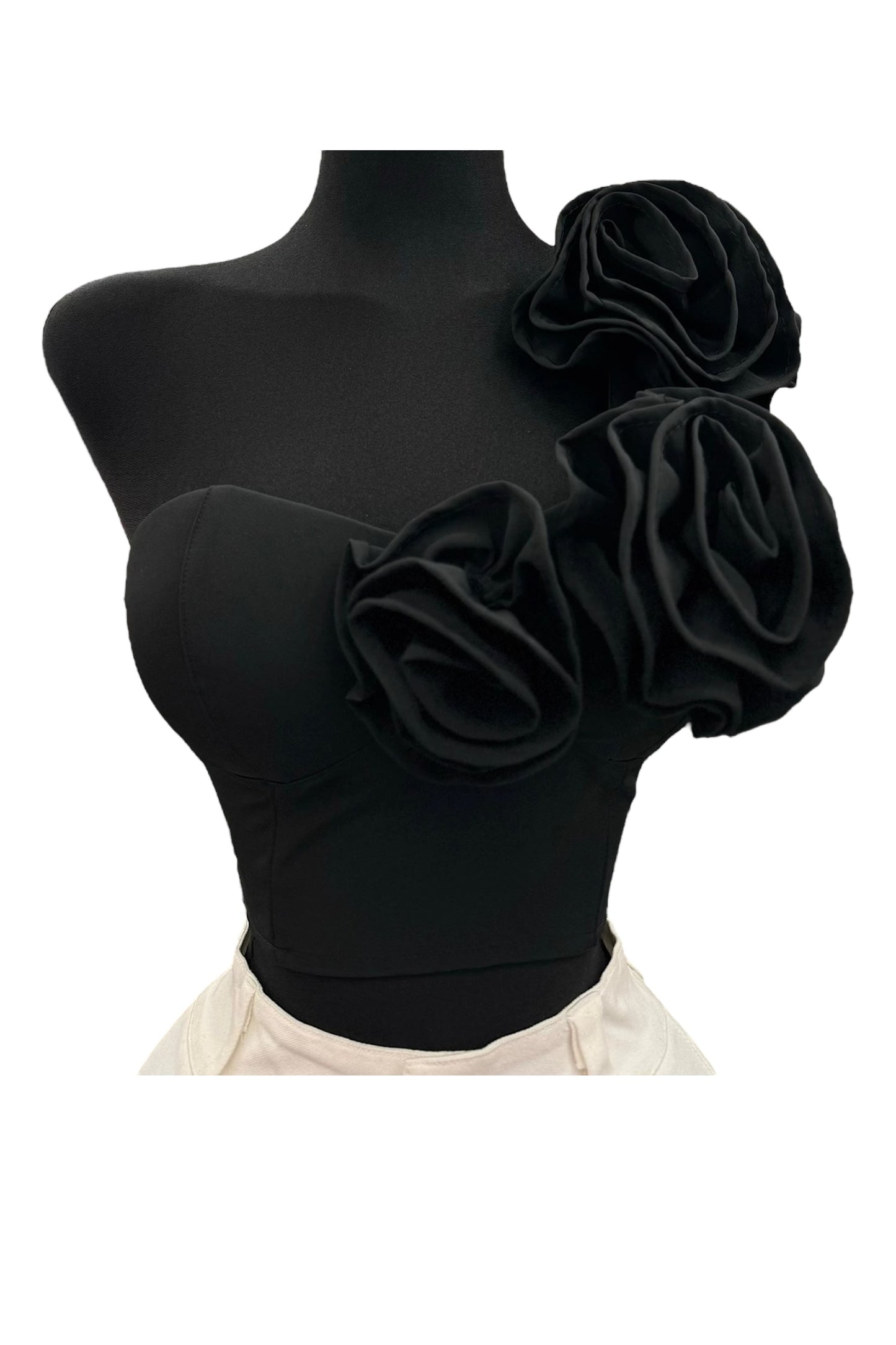 Black Fashion Flower Top