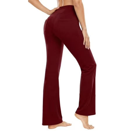 Flare Yoga Pants with Pockets Bootcut Yoga Leggings High Waist Tummy Control Workout Pants