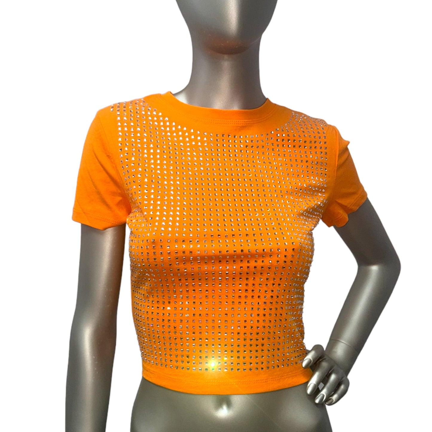 Orange Studded Crop Top