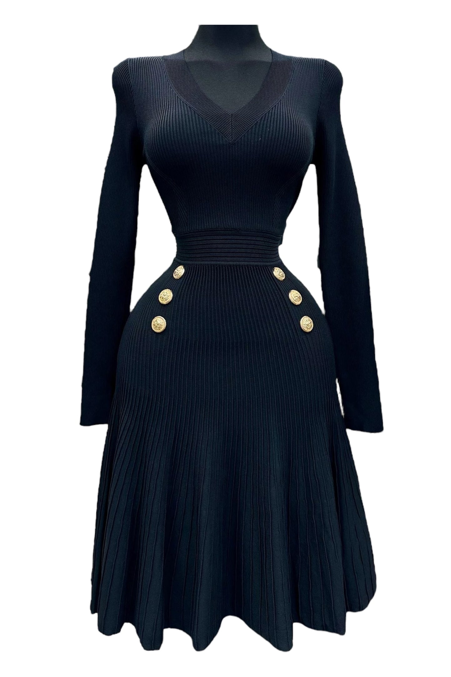 Black Fashion V-Neck Dress