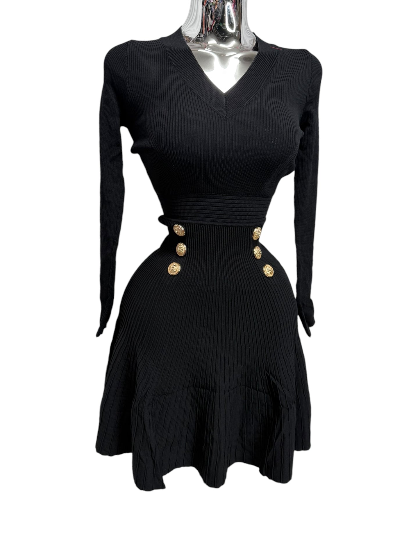 Black Fashion V-Neck Dress