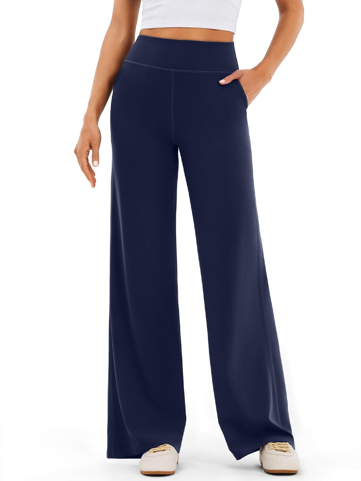 High Waist Wide Leg Yoga Pants with Pockets