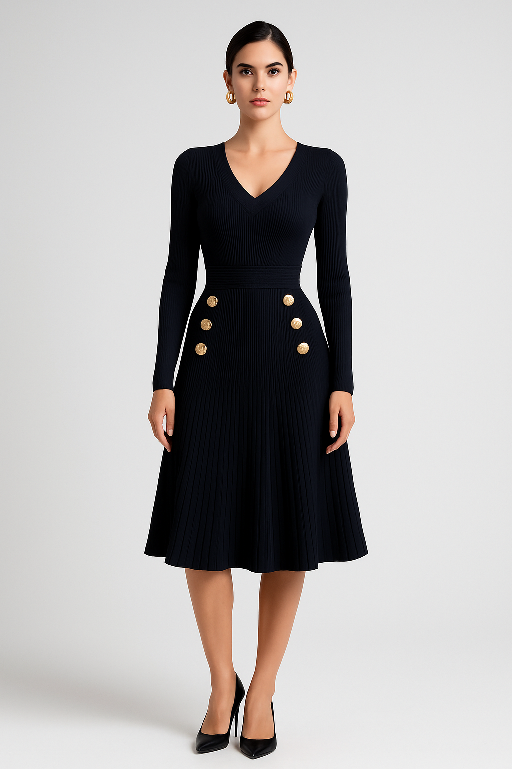 Black Fashion V-Neck Dress