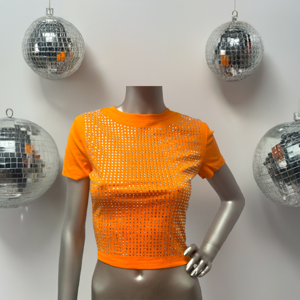 Orange Studded Crop Top