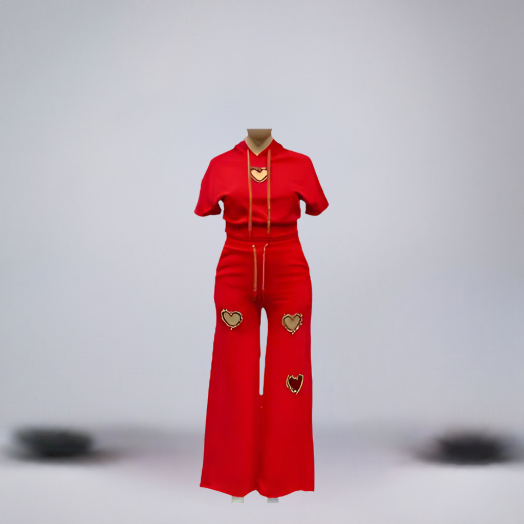 Red Curvy Heart Fashion Set